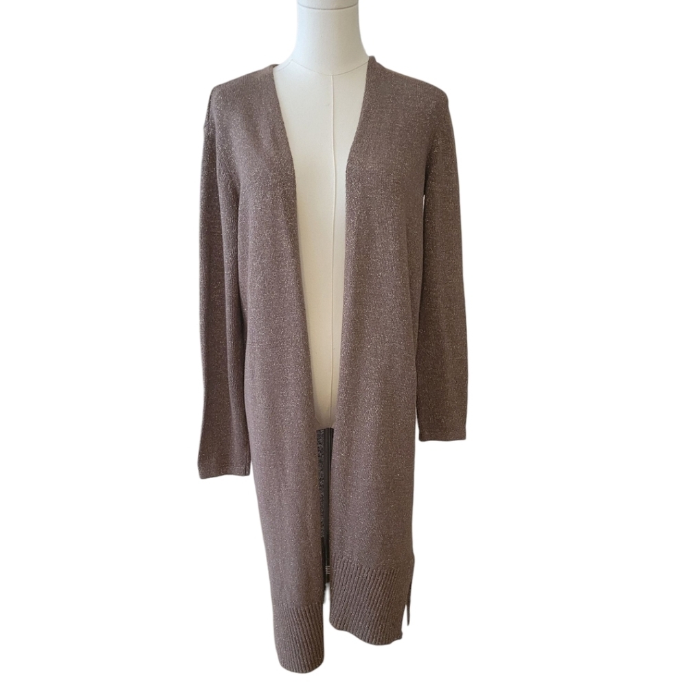 Esprit Brown Sparkle‎ Open Long Cardigan Sweater Size Small